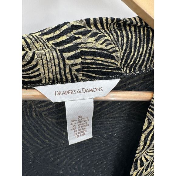Draper's Damon's Cardigan Women 3X Black Beige Swirl Slinky Open Front Mature - Picture 7 of 7